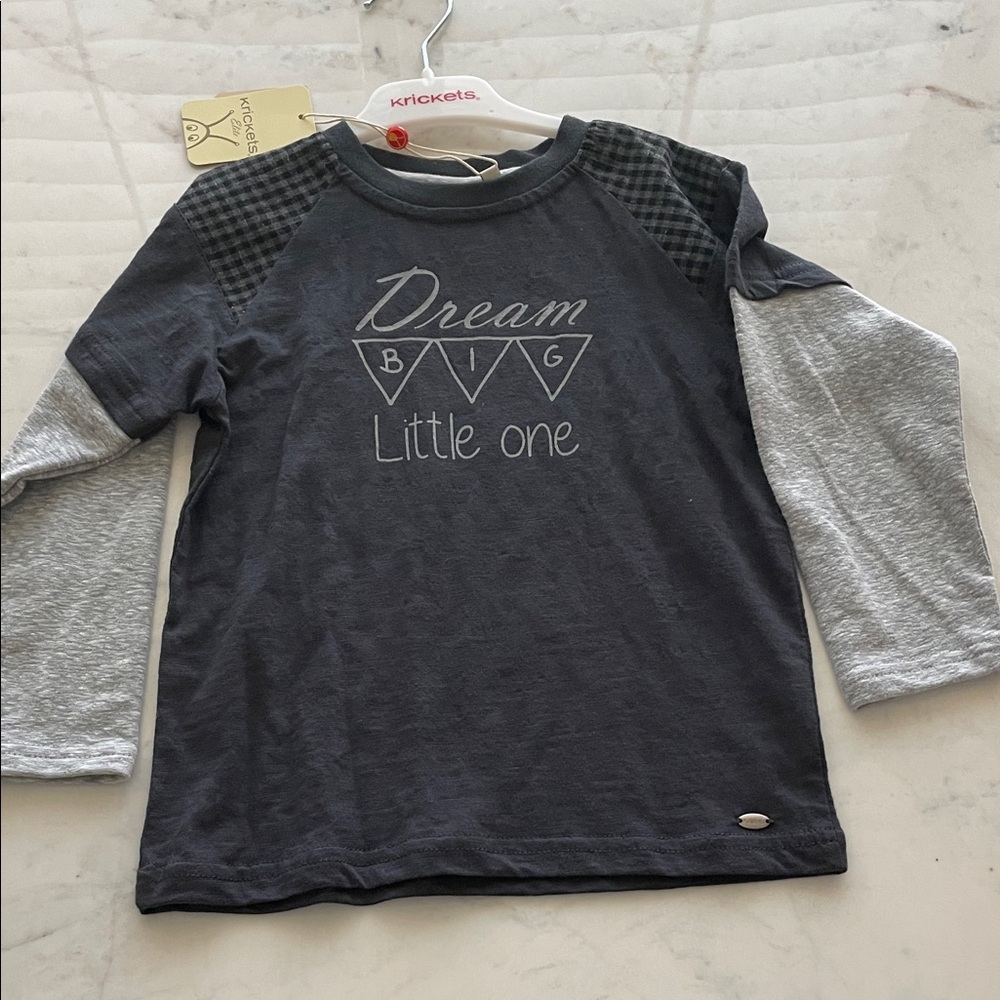 Dream Big Little One Long Sleeve Tee - Black and Gray